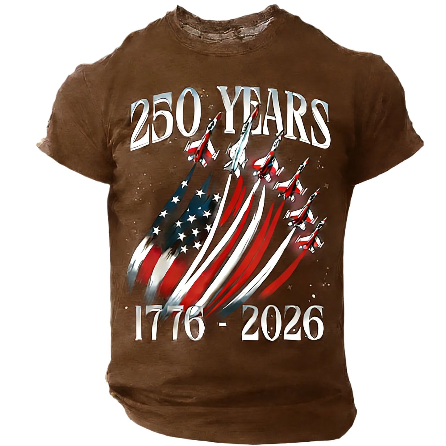 250 Years Men'S T-Shirt Patriotic American Flag Print Tee Independence Day Short Sleeve Crew Neck Casual Tops Holiday Party 2026