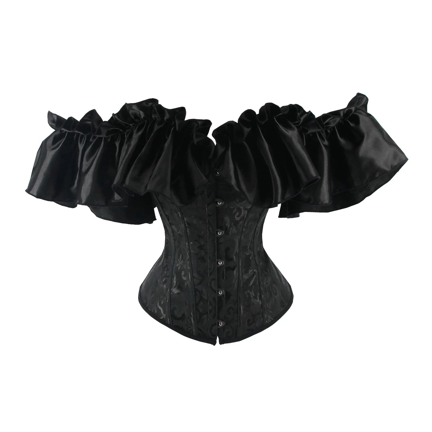 Off Shoulder Corset Top Sexy Gothic Corsets and Bustiers Overbust Corset Slimming Waist Trainer Ruffles Short Sleeve Women Top