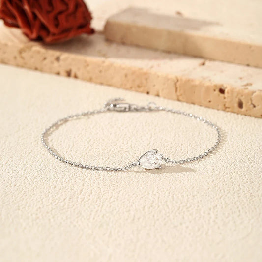 0.8CT D VVS1 Pear Cut Moissanite Bracelets for Women Simple Elegant Wedding Fine Jewerly Dainty Pure S925 Silver Chain