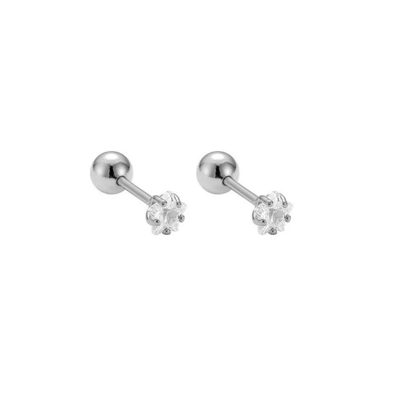 925 Sterling Silver Fashion Simple Golden Flower Beads Small Stud Earrings for Women Teen Piercing Jewelry Accessories
