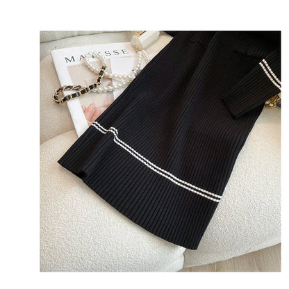 Autumn Winter Women Knitted Dress Brand Fashion O-neck Buttons Bodycon Sweater Dress with Belt Lady Office Dress