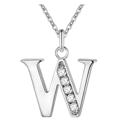 26 Letters 925 Sterling Silver Necklace Pendant Zircon For Women Exquisite Student Girlfriend Jewelry Accessories Wedding Gift