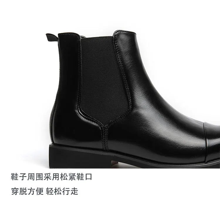 Autumn winter pointed toed male Boots Redsoled high top leather shoe English casual Chelsea boot Fashion comfortable men's shoes
