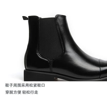 Autumn winter pointed toed male Boots Redsoled high top leather shoe English casual Chelsea boot Fashion comfortable men's shoes