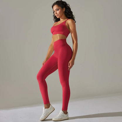 2 Pcs Women Yoga Set Sexy Seamless Sports Set Gym Fitness Bra Set Hip Push Up Leggings Set Workout Clothing Women Sportswear
