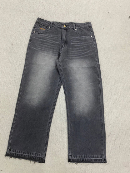 Calça jeans unissex estilo casual de rua, estilo ins, corte reto, lavagem envelhecida retrô, usada, novidade primavera 2026, street style americano.