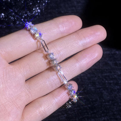 Full 4mm 0.3CT D Color VVS1 Moissanite Diamond Link Bracelet for Woman Man 925 Silver Adjustable 16cm Chain Bracelets GRA