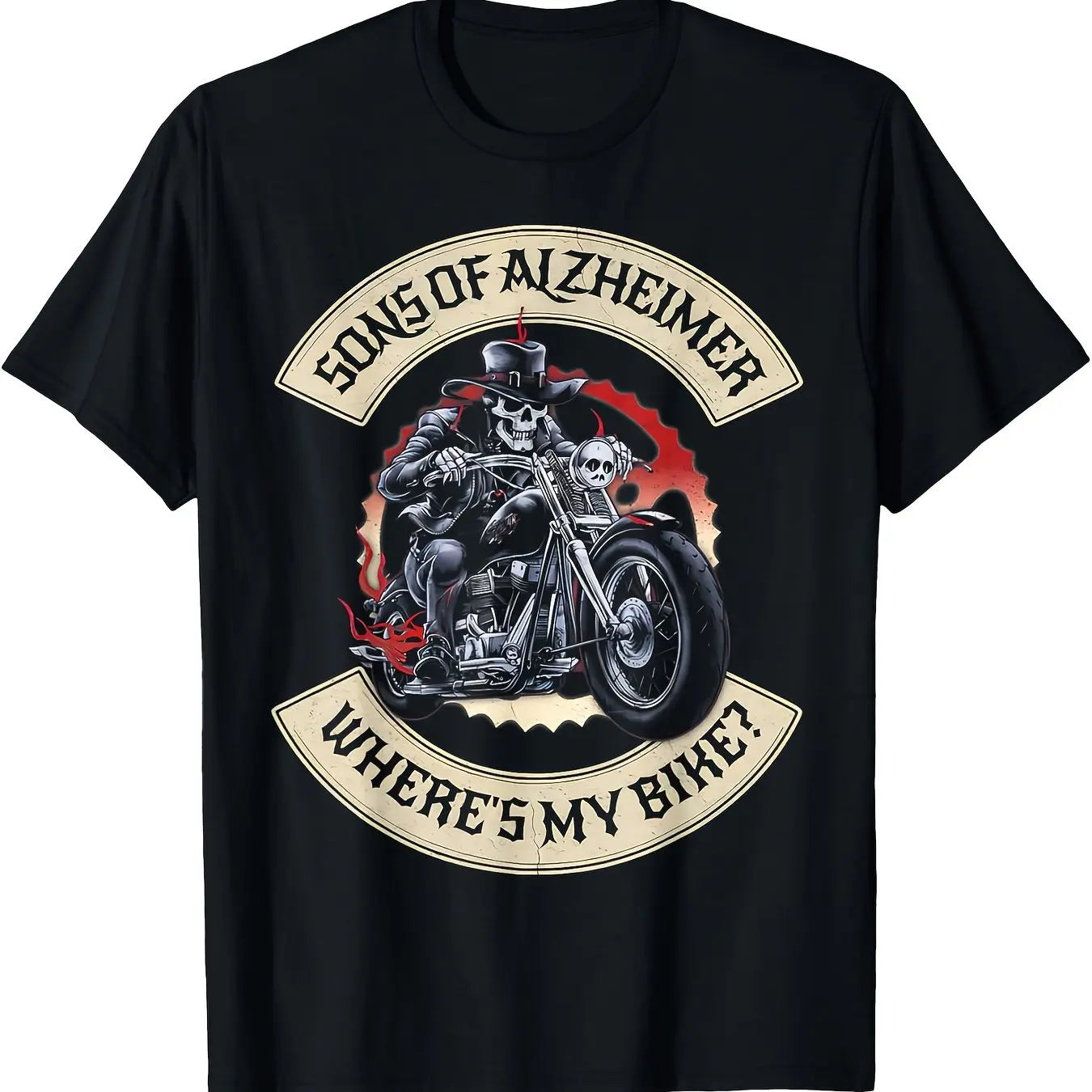 Men's Alzheimer's Awareness Biker Graphic T-Shirt - Son of Alzheimer's  Motorcycle Design with Skull & Biker Gang Lettering