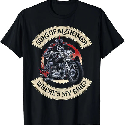 Men's Alzheimer's Awareness Biker Graphic T-Shirt - Son of Alzheimer's  Motorcycle Design with Skull & Biker Gang Lettering
