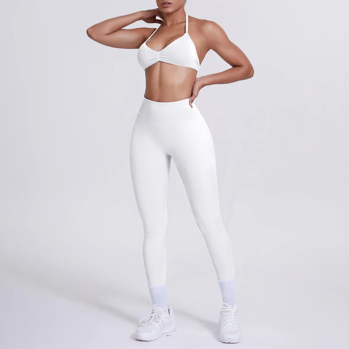 Women 2pcs Patchwork Sport Yoga Suit Training Sleeveless Sport Gym Tops Tummy Control Slimming Booty Leggings Yoga Suit Sports