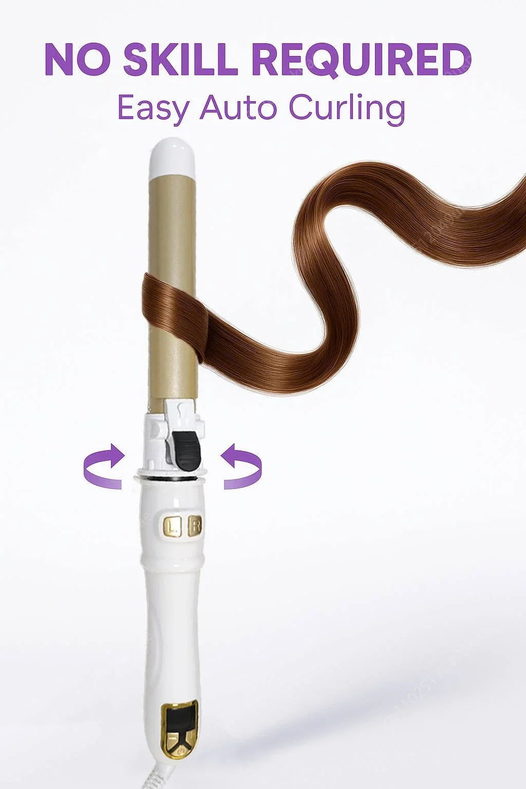 Automatic Hair Curling Iron 28mm Ceramic Barrel Rotating Curler for Big Waves and Smooth Damage Free Hair Styling