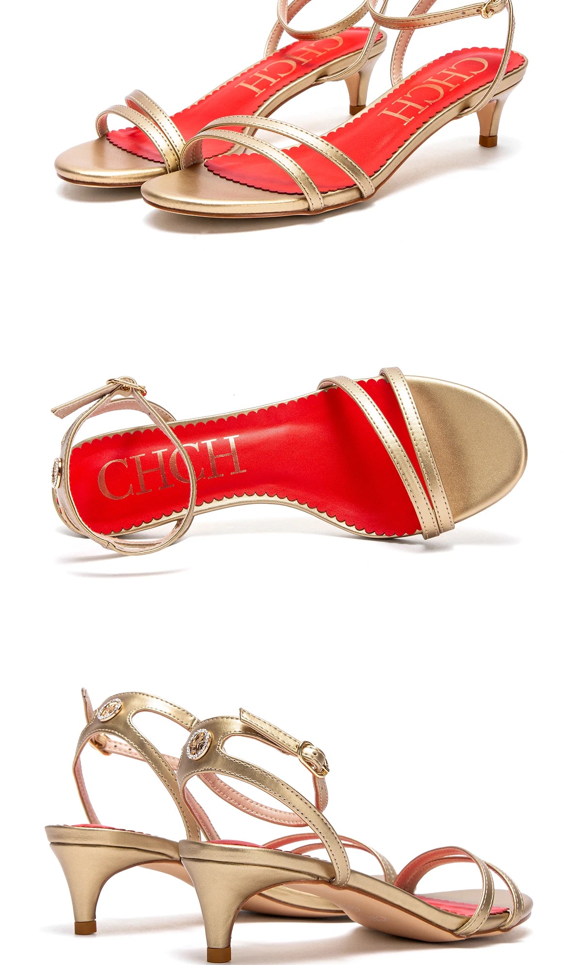 Womens Sandals Round Open Toe Kitten Heels Adjustable Ankle Strap Low Heels Heeled Sandals for Women Summer Dress Shoes 3cm