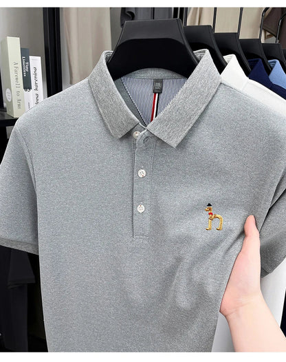 High end luxury brand short sleeve polo shirt summer new trend cute dog embroidery design T-shirt casual Korean golf men's wear