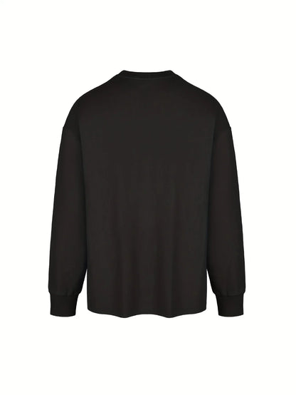 Fashionable California Pattern Print Men's 100% Cotton Loose and Comfortable Sports and Leisure Round Neck Long Sleeve T-shirt