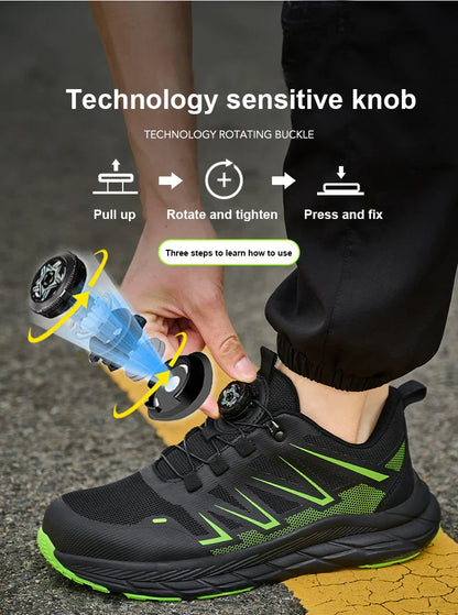 New Rotating Button Safety Shoes Men Security Protective Shoes Men Anti-smash Anti-puncture Work Shoes Fashion Men Sport Shoes
