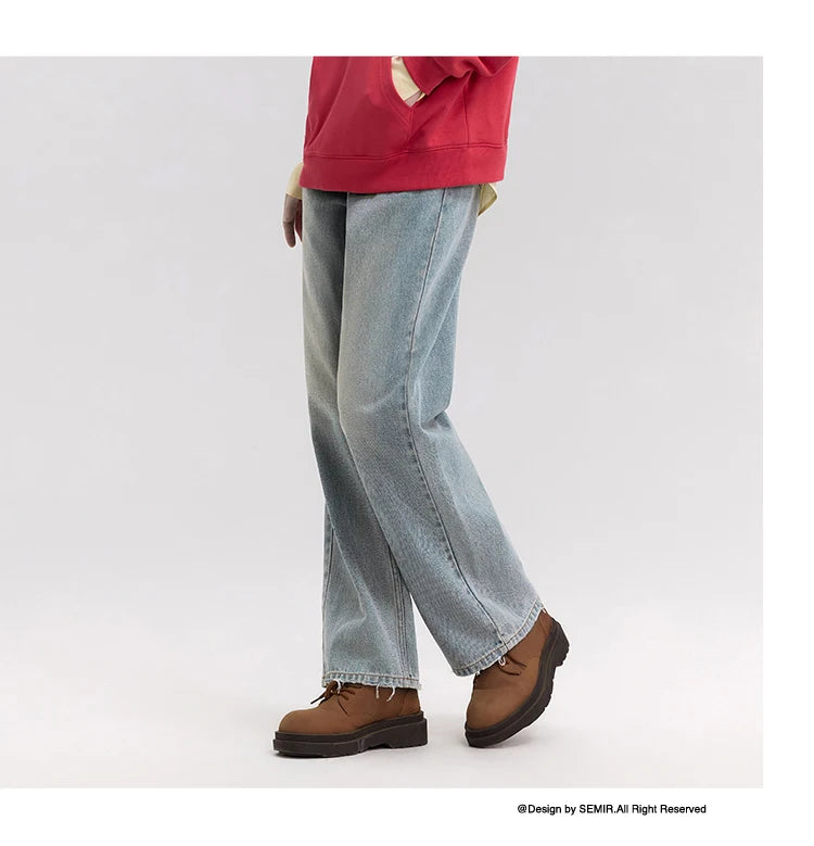 Semir Jeans Women Vintage Long Trousers 2025 New Spring Wide-leg Trousers Comfortable Soft Versatile Trousers