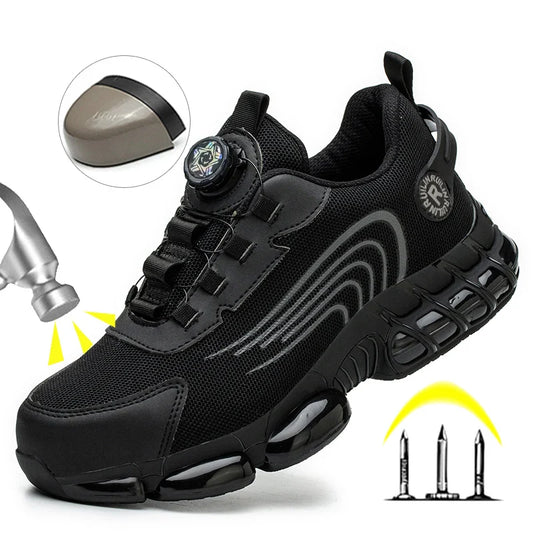 Steel Toe Protection Safety Shoes Men Rotating Button Work Safety Shoes for Men Anti-smash Anti Puncture Work Shoes Sneakers