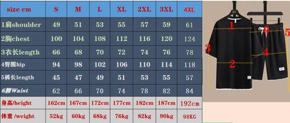 A two-piece set of men's short-sleeved T-shirt and sports shorts for summer fashion, breathability, fitness and casual jogging