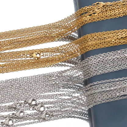 Stainless Steel Chains Necklace Woman 10pcs/lot Bulk Wholesale DIY Rolo 2mm Chain No Fade Choker For Jewelry Making