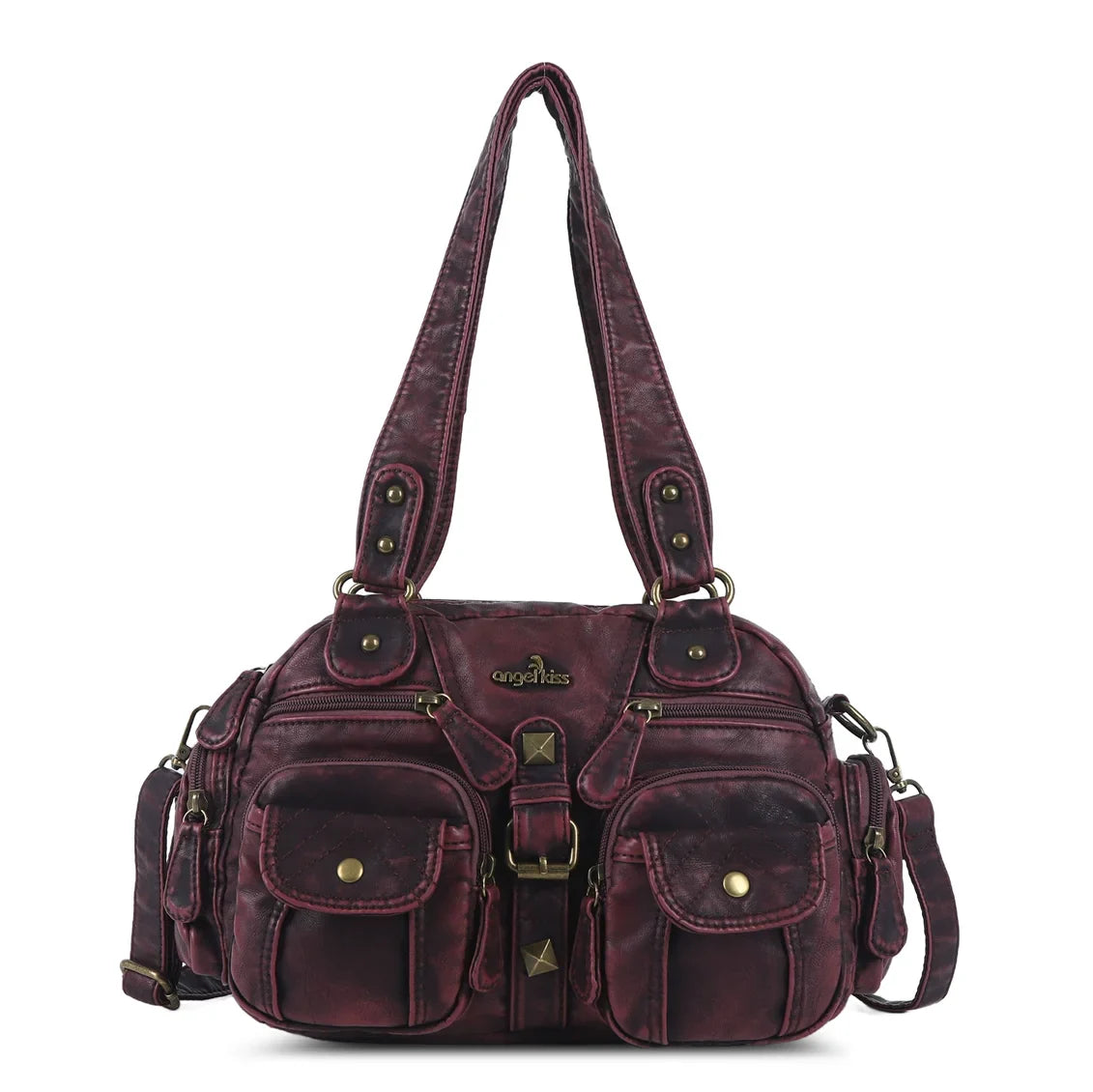 Vintage Bag Women Small Handbags Satchel Top-handle Handbag PU Shoulder Bag Dumpling Pack Multi-pockets Shoulder Bags