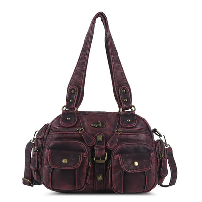 Vintage Bag Women Small Handbags Satchel Top-handle Handbag PU Shoulder Bag Dumpling Pack Multi-pockets Shoulder Bags