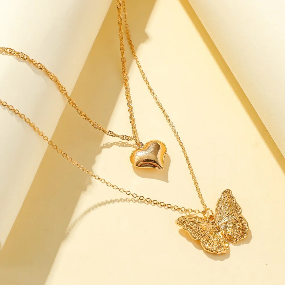 Korean Fashion Sweet Heart Shaped Necklace For Women Crystal Zircon Pendant Clavicle Chain Elegant Romantic Party Gift Jewelry