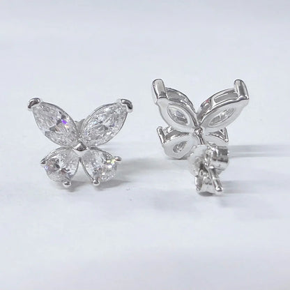 Butterfly Moissanite Stud Earrings for Women  925 Sterling Silver 0.3CT Pear/Marquise Cut Diamond Ear StudsCertified Certificate