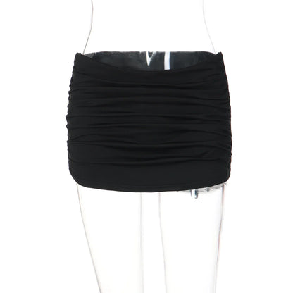 Women'S Fashion High Waist Solid Ruched Draped Mini Skirt Female Clothes Streetwear Party Holiday Club Wholesale