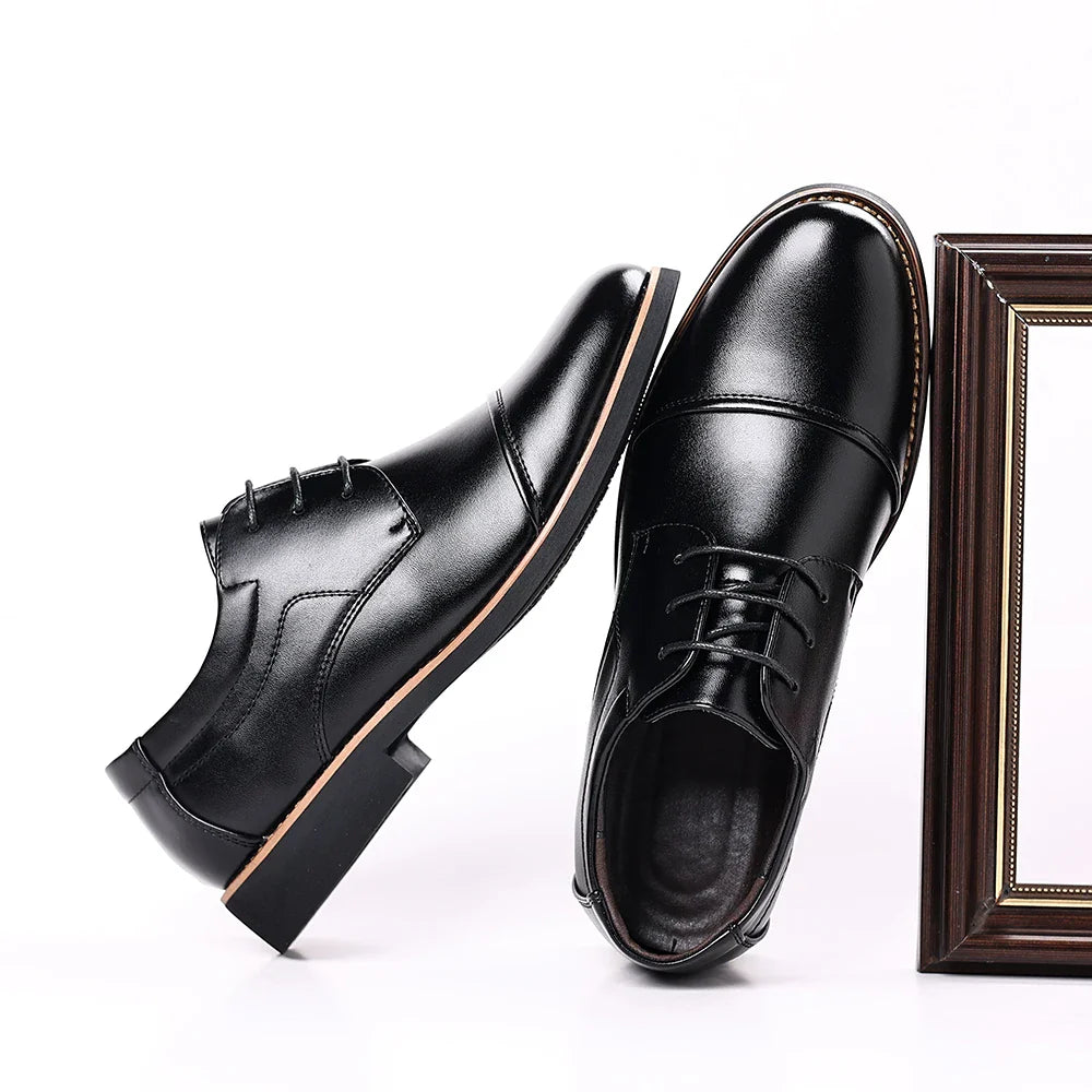 Men's Large Size Business Casual Single Shoes Comfortable Elegant Work Leather Shoes for Daily Wear