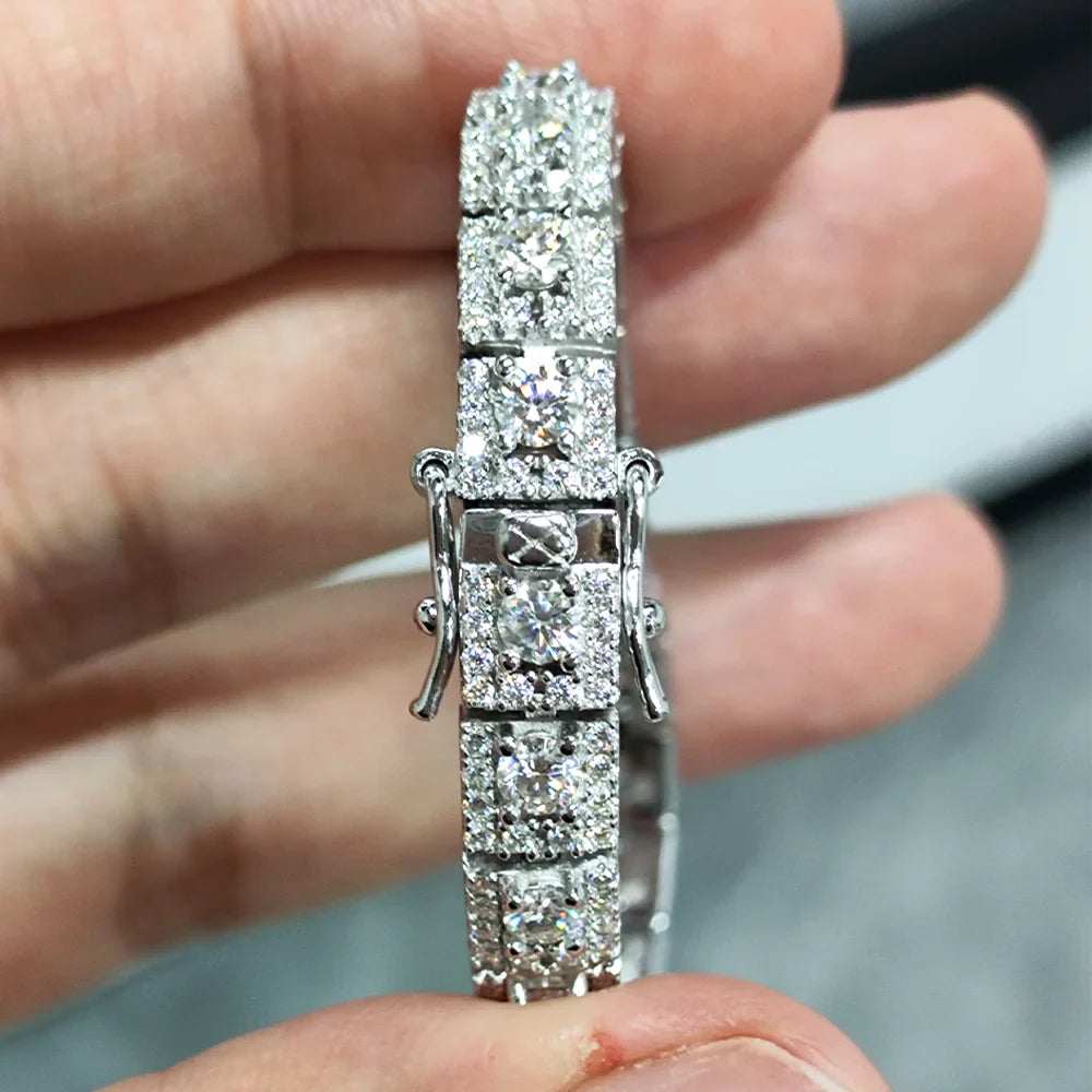 Luxury 3mm Full Moissanite Tennis Bracelet 100% S925 Silver D Color VVS1 Lab Diamond Chain Sparkling Fine Party Jewelry