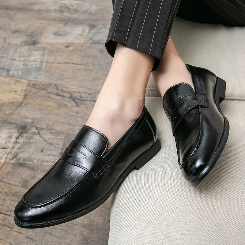 Fashion Formal Leather Shoes For Men Party Social Casual Office Leather Shoes Man Leather Loafers Men's Dress Shoes Large Size