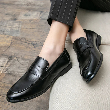 Fashion Formal Leather Shoes For Men Party Social Casual Office Leather Shoes Man Leather Loafers Men's Dress Shoes Large Size
