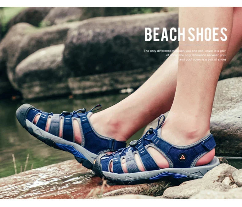 Summer Outdoor Sandals for Men Breathable Hiking Shoes Water Beach Mens Sandals Camping Climbing Aqua Sneaker HT-710445A