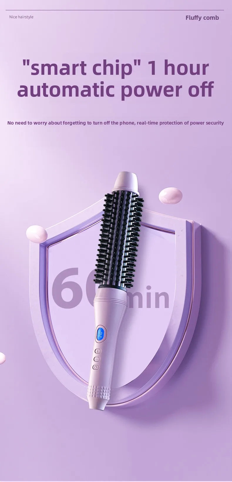 1.5 Inch 2-in-1 Thermal Brush Professional Negative Ion Curling Iron Brush Heated Round Brush for Blowout Volumizing, Portabl