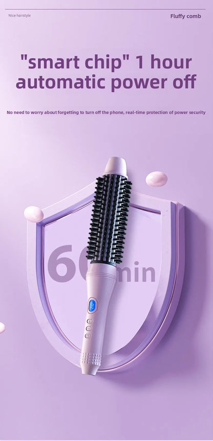 1.5 Inch 2-in-1 Thermal Brush Professional Negative Ion Curling Iron Brush Heated Round Brush for Blowout Volumizing, Portabl