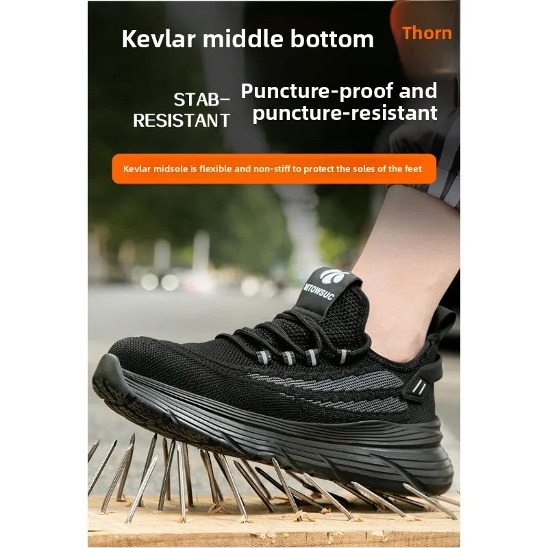 Men's Summer Labor Protection Shoes Insulated Anti-Smashing Anti-Piercing Steel Toe Caps Safety Comfortable Work Footwear