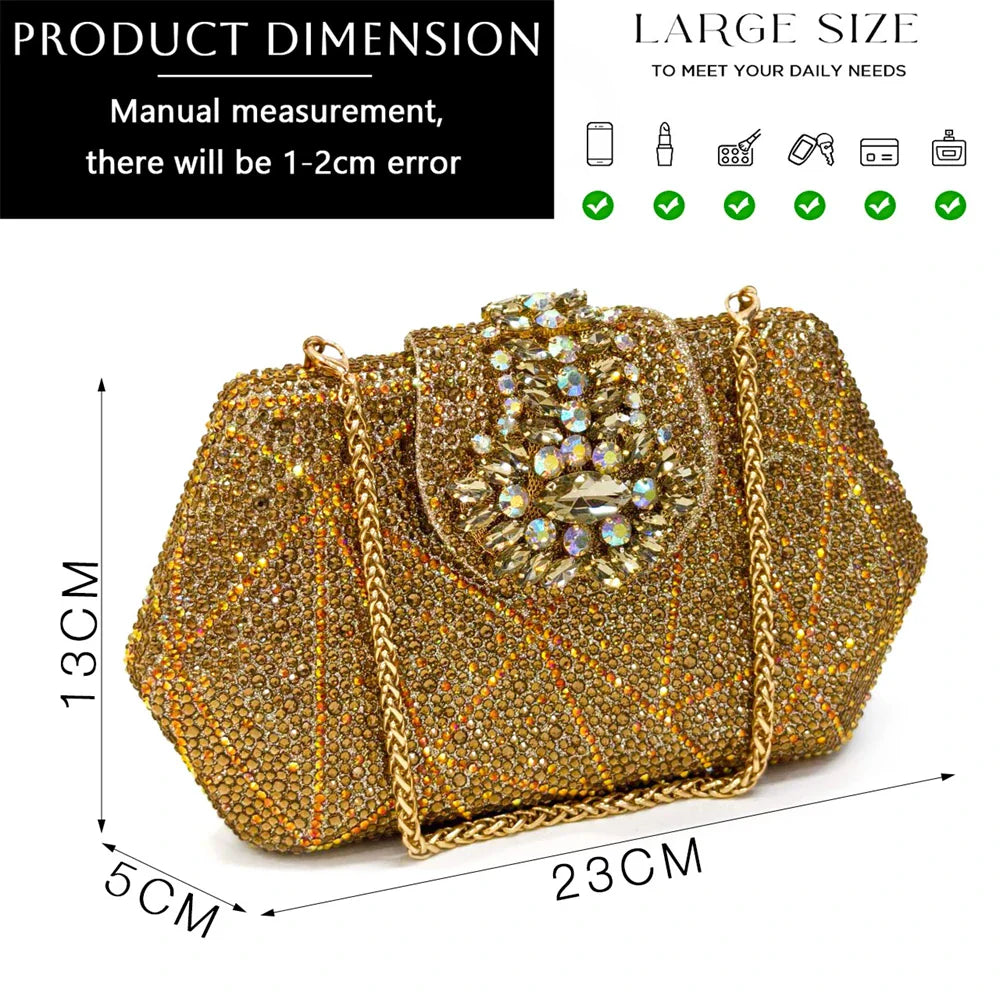 Pointed-Toe Rhinestone Pumps African Ladies Italian Shoe and Bag Set Designer