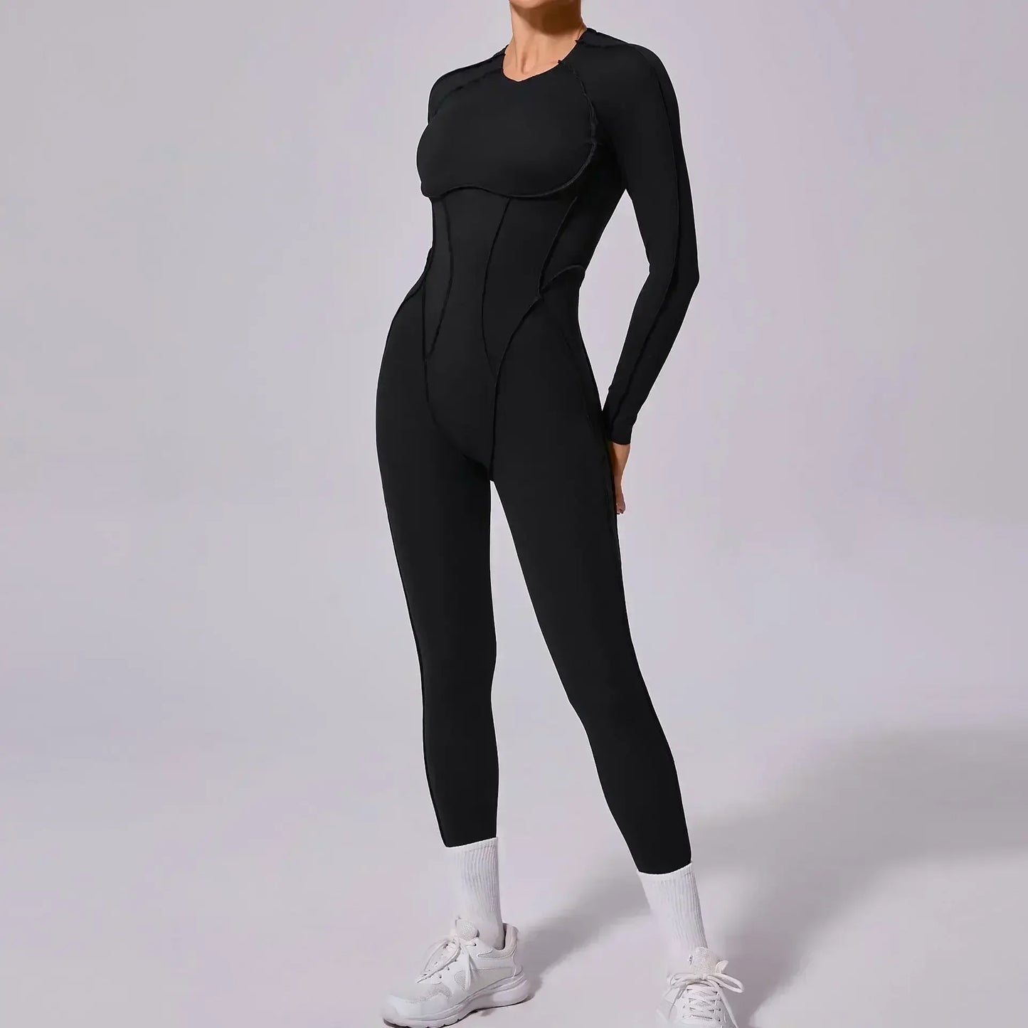 Women's High Elasticity Sports Bodysuit Kit Yoga Fitness Jumpsuit Open Back Hip-Lift Outdoors Gym Workout Sexy Fitness Outfit