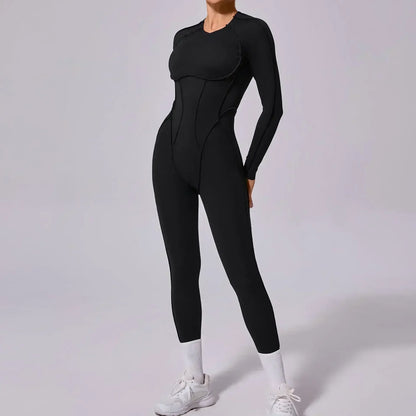 Women's High Elasticity Sports Bodysuit Kit Yoga Fitness Jumpsuit Open Back Hip-Lift Outdoors Gym Workout Sexy Fitness Outfit