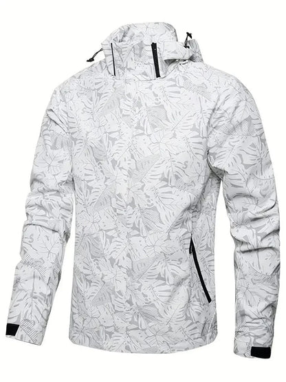 Men's Casual Waterproof Windbreaker Jacket Full Zip Up Hooded Shell Outdoor Hiking Coat For Autumn Plus Size