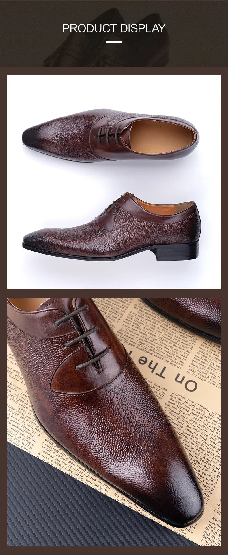 Luxury Men Oxford Shoes High Quality Classic Style Dress Leather Shoes Lace Up Pointed Toe Formal Business Wedding Shoes