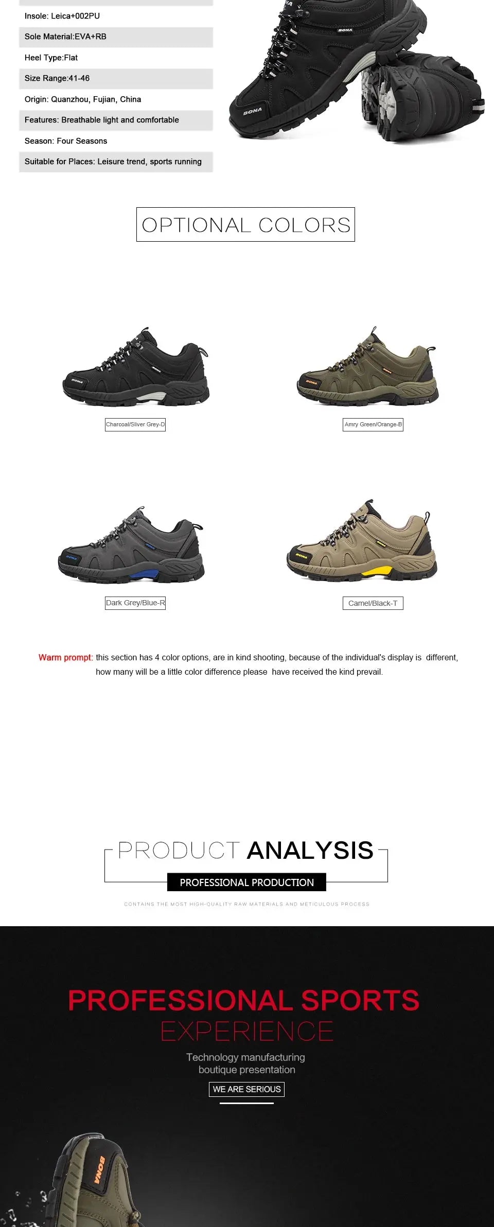 New Arrival Classics Style Men Hiking Shoes Lace Up Men Sport Shoes Outdoor Jogging Trekking Sneakers