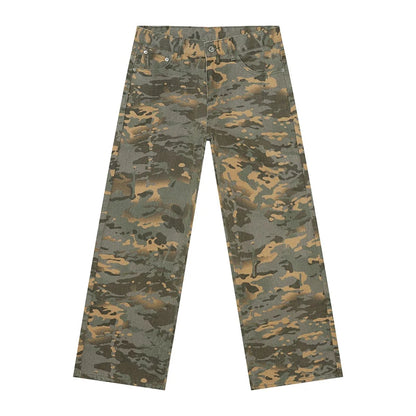 Tide Camouflage Jeans Men's Ins Loose Straight Wide Leg Casual Denim Pants Loose Male Trousers 12C2036