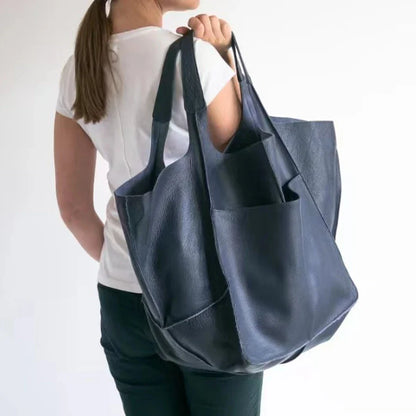 Fashionable and minimalist large bag with soft leather and large capacity shopping bag for women, one shoulder hand-held large b