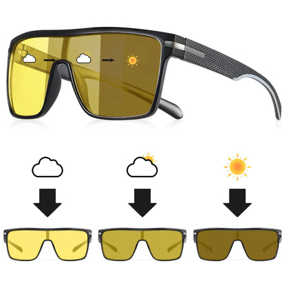 Fashion Photochromic Polarized Sunglasses Men Women Oversized Sun Glasses Male Night Vision Driving Goggles UV400