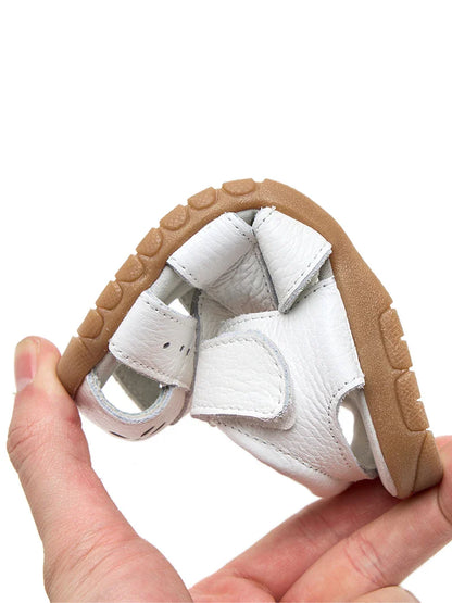 Genuine leather soft closed toe cut out children Girls sandals flat toddler Summer shoes