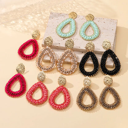Big Water Drop Shape Drop Earrings For Women Colorful Beads Handmade Threading Crystal Long Earrings Jewelry Gift EA144
