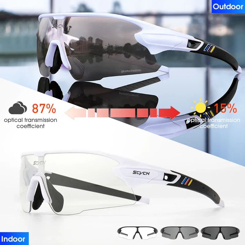 Cycling Glasses Red Photochromic Cycling Sunglasses Outdoor Bike Eyewear