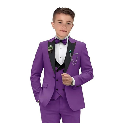 Popular Aqua Boy's Suit Set for Wedding 3 Pieces Suit Set Formal Tuxedo Jacket Vest Pants Kids Photo Shot Oufit