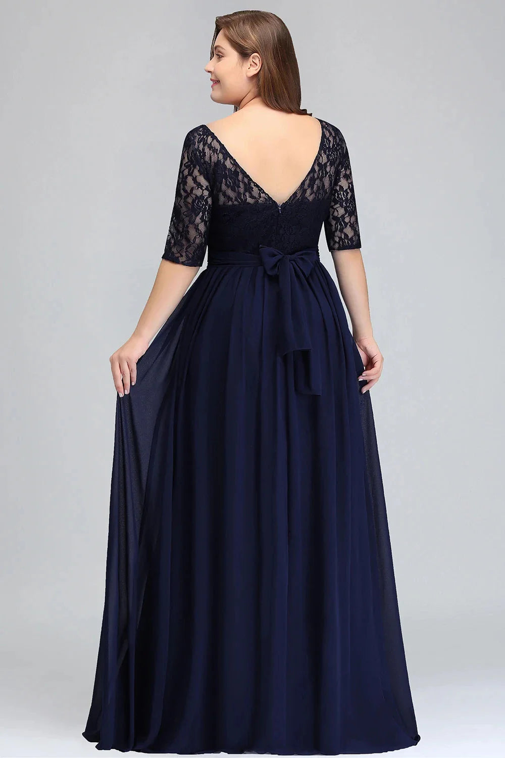 Women Plus Size Lace Chiffon Bridesmaid Dresses Long For Wedding Elegant A Line Evening Party Gown Guest Prom Vestidos De Soiree